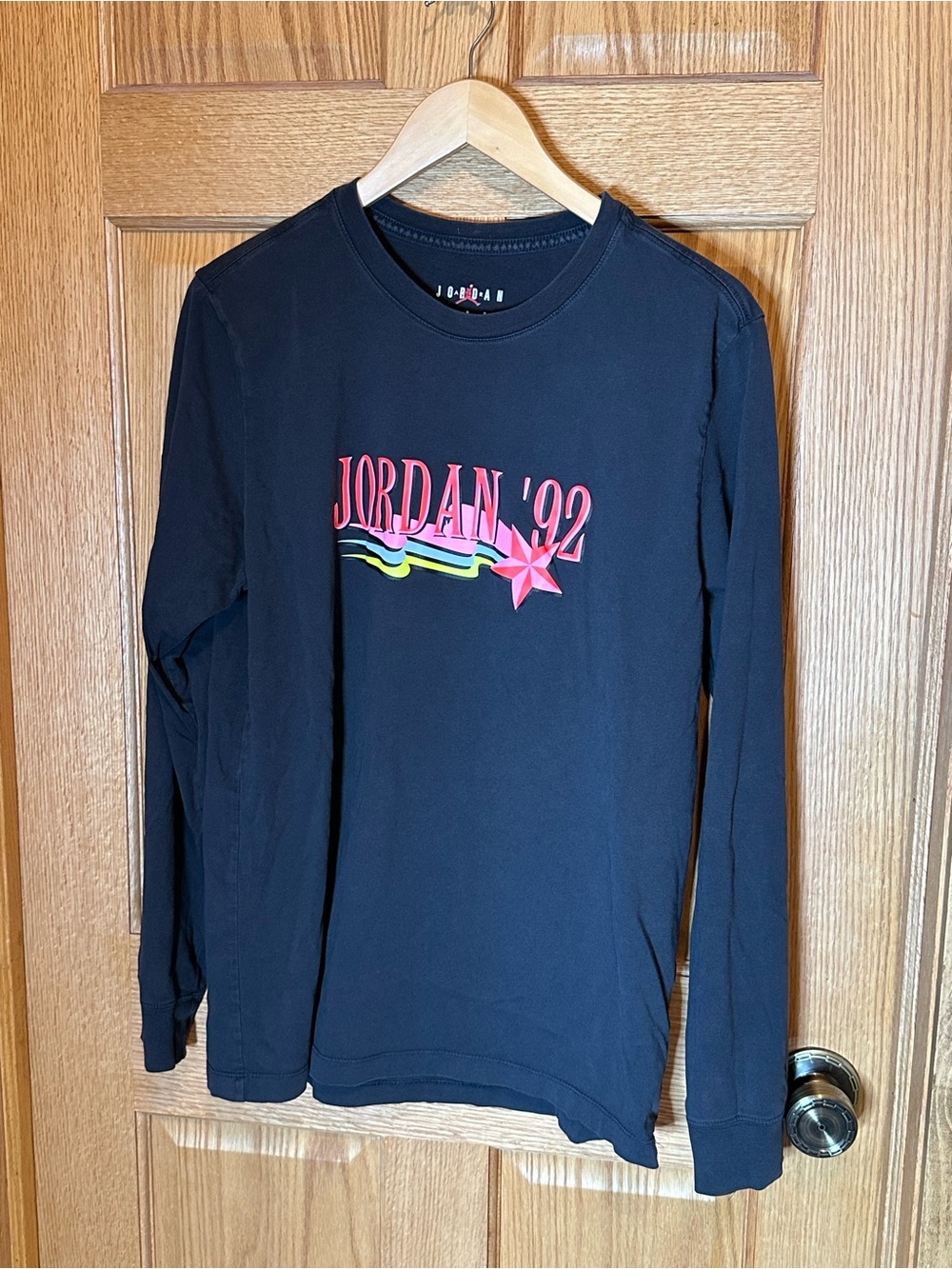 Mens Nike Jordan Summer 1992 Graphic Long Sleeve T Shirt Size L Black/Multicolor